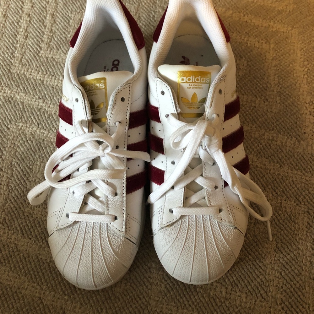 Red velvet adidas superstars